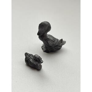 VTG Duck Ducklings Animal Miniature Pewter Metal Art Figurine